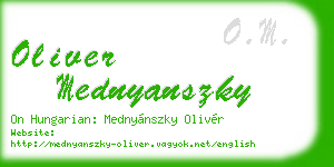 oliver mednyanszky business card